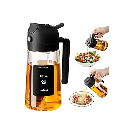 470 ML Spray Pour Huile et Distributeur d Huile, Huile d'olive Distributeur verseur pour, Cuisine,Friteuse d'air,Salade, Barbecu