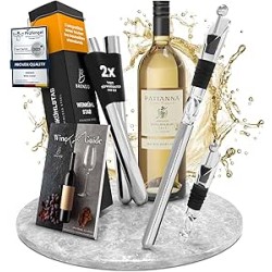 Brendo Rafraîchisseur de Vin 4-en-1 Tige de Refroidissement en Acier Inoxydable I Rafraîchisseur de Bouteille 2 Longueurs + Bec 