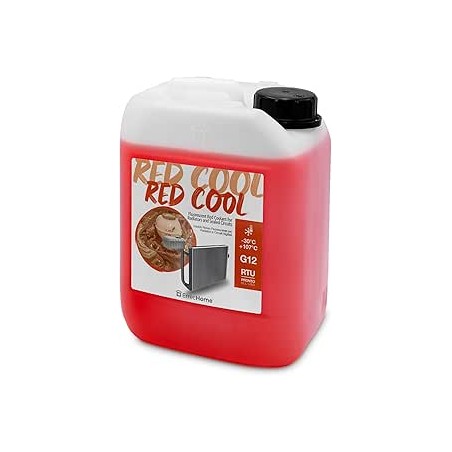 Errecom Red Cool, Liquide de Radiateur Rouge Fluorescent -30°C, antigel G12 avec paquet d'inhibiteurs à base organique OAT, Prêt