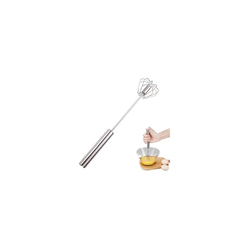 Batteur à main, fouet semi-automatique en acier inoxydable, batteur à œufs semi-automatique rotatif, mélangeur à main, outil d'a