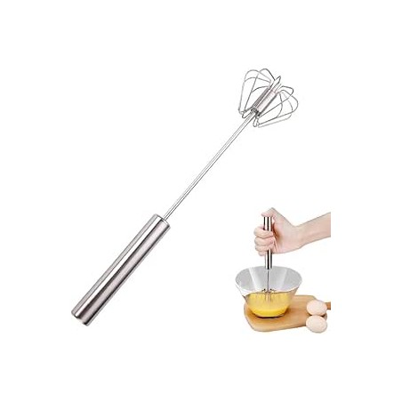 Batteur à main, fouet semi-automatique en acier inoxydable, batteur à œufs semi-automatique rotatif, mélangeur à main, outil d'a