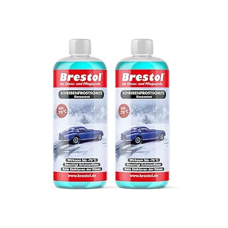 Brestol Lot de 2 flacons de 1000 ml d'antigel concentré pour lave-glace - 70 °C - Additif antigel et anti-gel - Pour pare-brise 