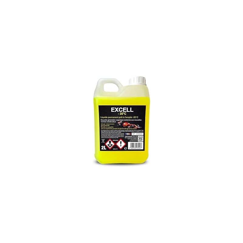 Liquide de Refroidissement Universel EXCELL protection -35°C Jaune - Bidon 2 litres